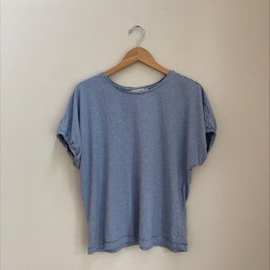LOFT L Striped Knit Top Blue & White